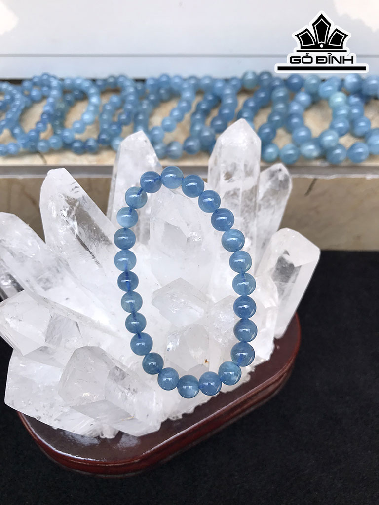 Vòng Tay Ngọc Hải Lam Đá Aquamarine Đường Kính Hạt 14,3 (mm) 61gr