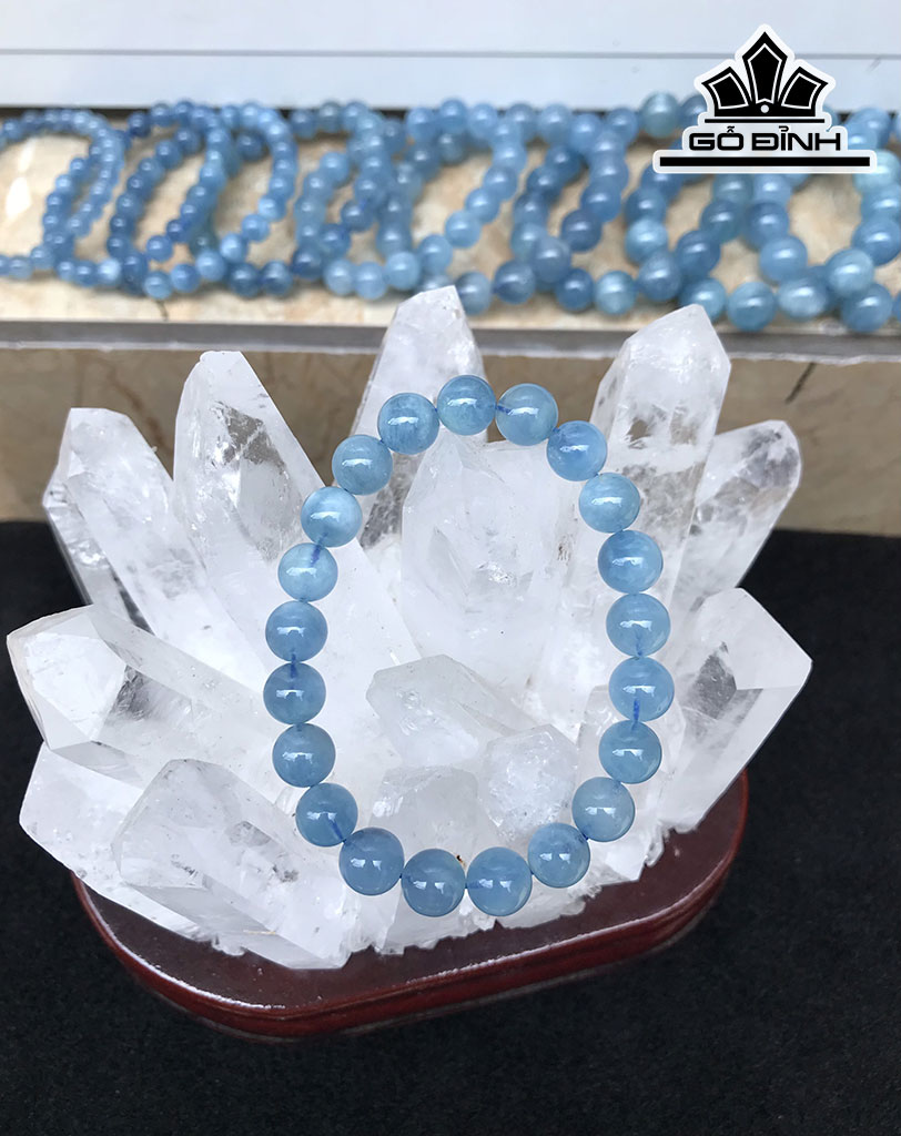 Vòng Tay Ngọc Hải Lam Đá Aquamarine Đường Kính Hạt 14,3 (mm) 61gr