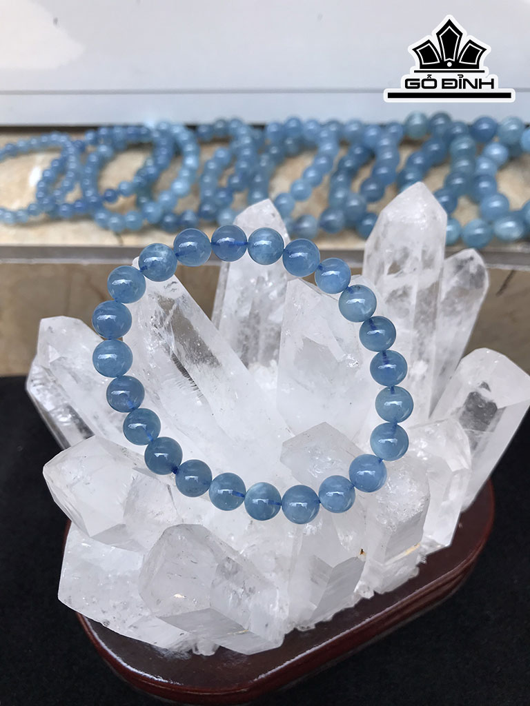 Vòng Tay Ngọc Hải Lam Đá Aquamarine Đường Kính Hạt 14,3 (mm) 61gr