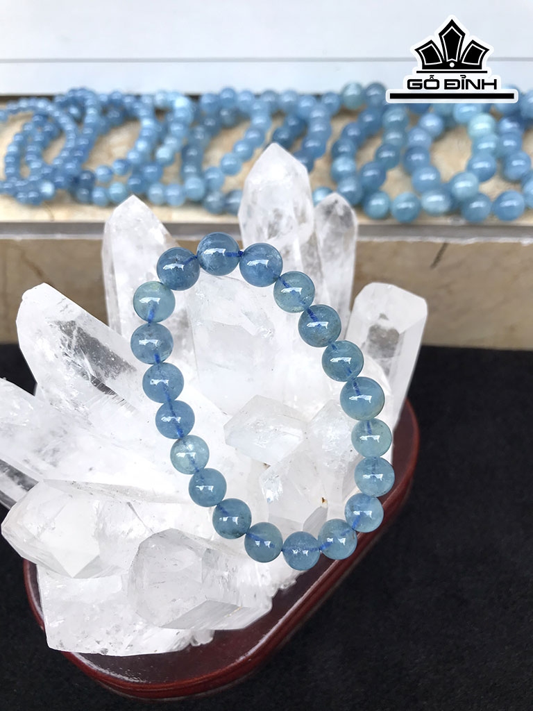 Vòng Tay Ngọc Hải Lam Đá Aquamarine Đường Kính Hạt 14,3 (mm) 61gr