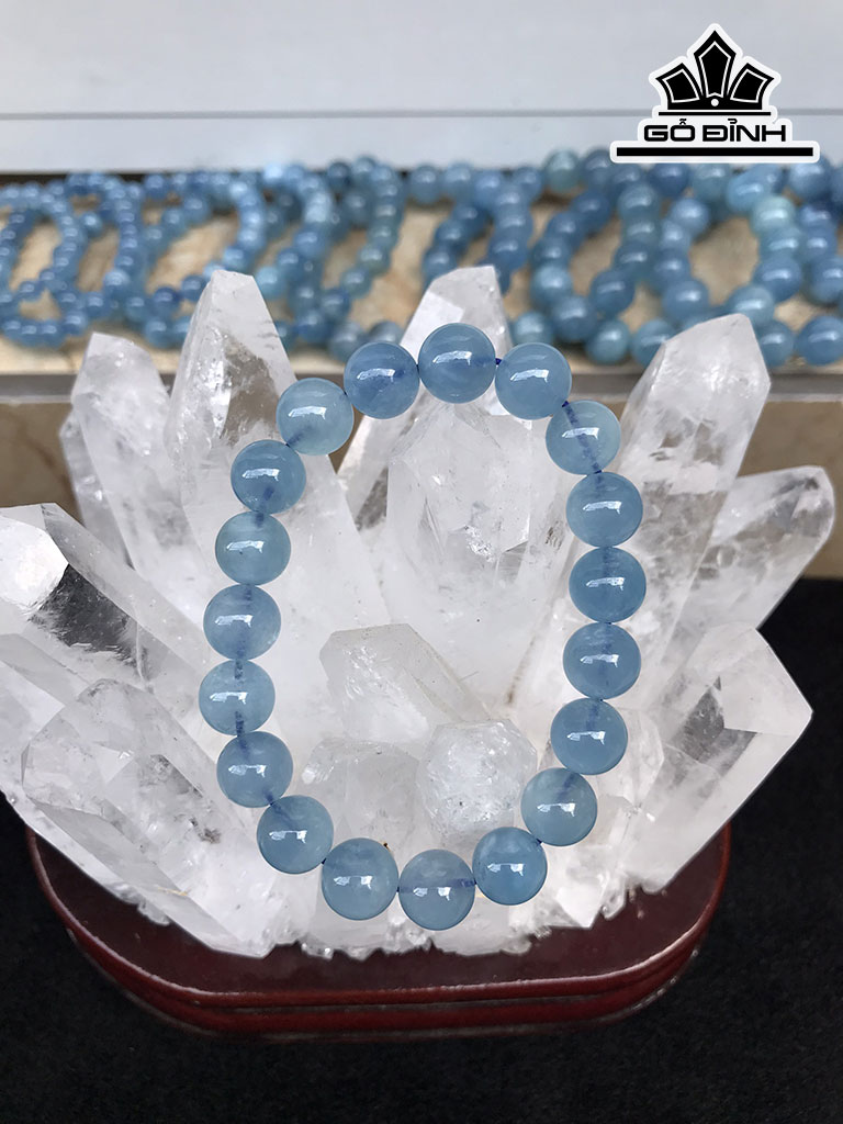 Vòng Tay Ngọc Hải Lam Đá Aquamarine Đường Kính Hạt 14,3 (mm) 61gr