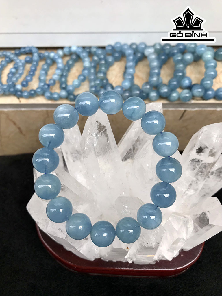 Vòng Tay Ngọc Hải Lam Đá Aquamarine Đường Kính Hạt 14,3 (mm) 61gr