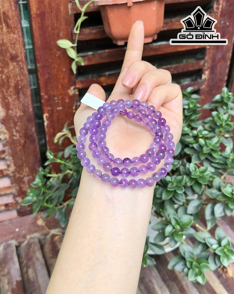 Chuỗi Đá Thạch Anh Tím Đường Kính Hạt 6,5 (mm)
