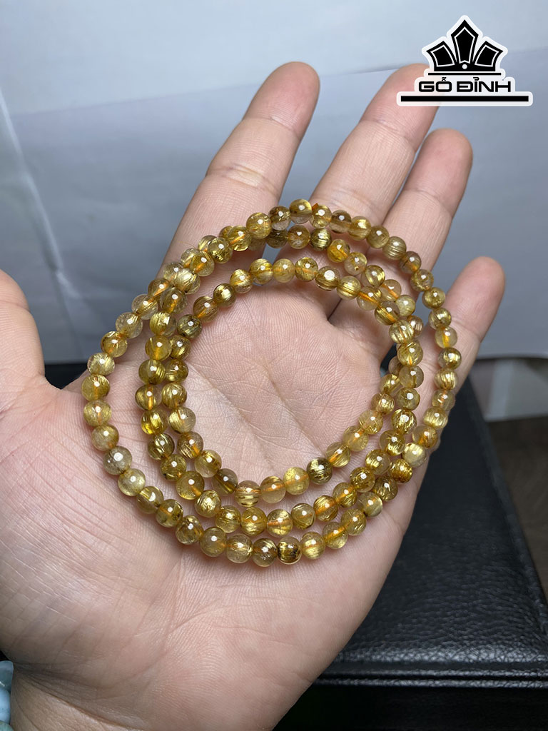 Chuỗi Đá Thạch Anh Tóc Vàng Đường Kính Hạt 5 (mm)