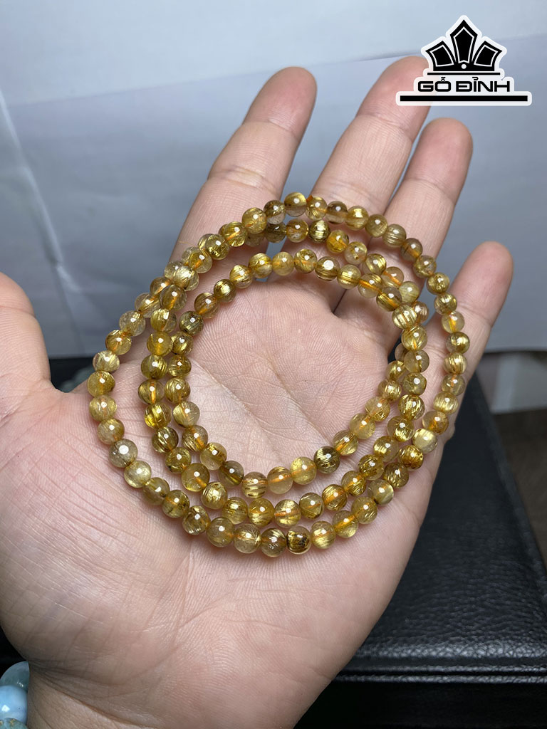 Chuỗi Đá Thạch Anh Tóc Vàng Đường Kính Hạt 5 (mm)
