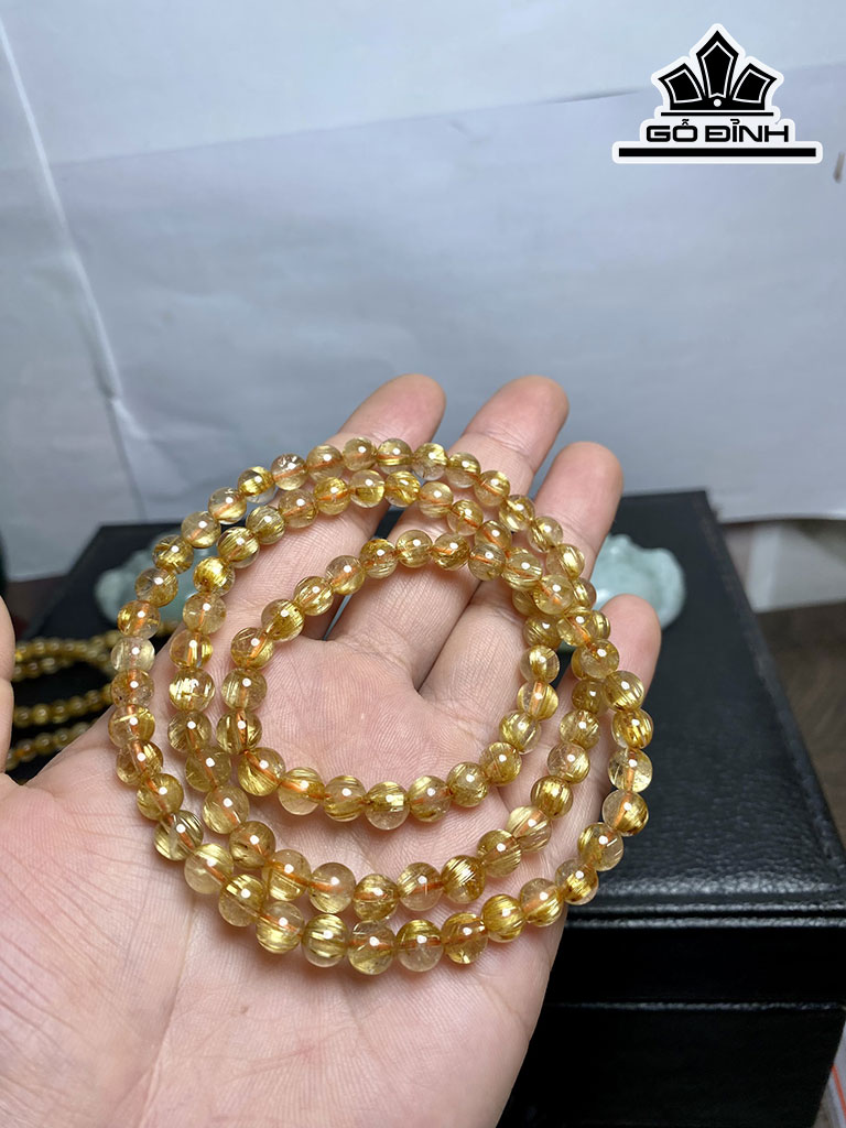 Chuỗi Đá Thạch Anh Tóc Vàng Đường Kính Hạt 6 (mm)