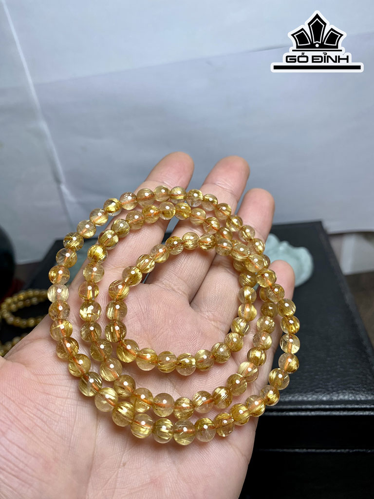 Chuỗi Đá Thạch Anh Tóc Vàng Đường Kính Hạt 6 (mm)