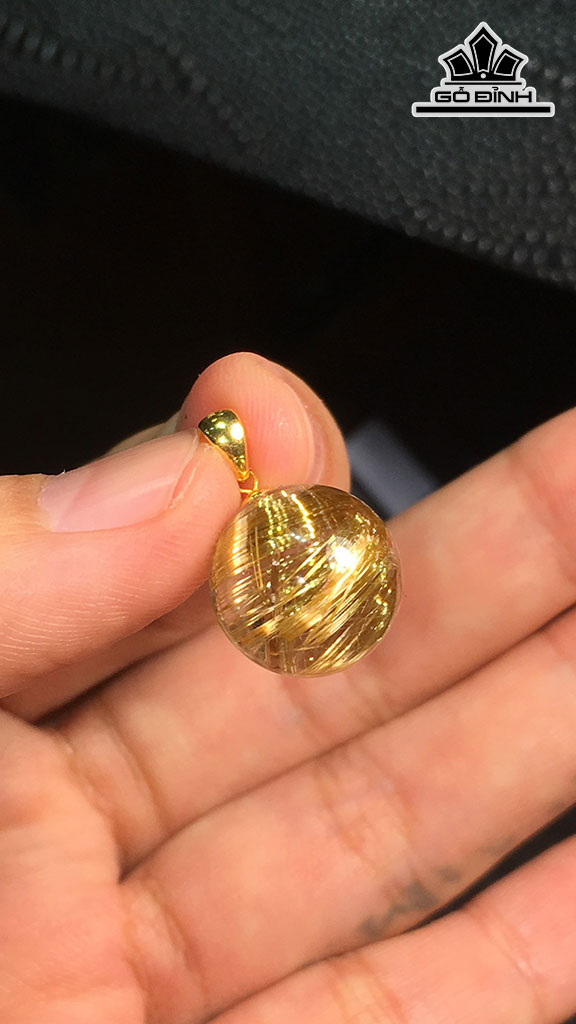 Mặt Dây Chuyền Đá Thạch Anh Tóc Vàng Đường Kính Hạt 12,7 (mm)