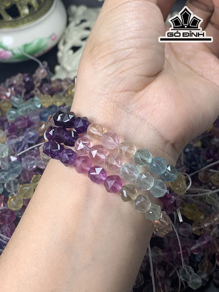 Vòng Tay Đá Flourite Đường Kính Hạt 7-7,5-8 (mm)