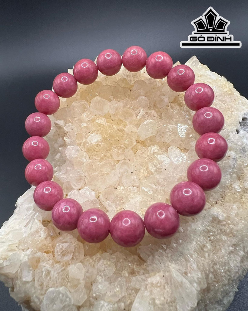 Vòng Tay Đá Thạch Anh Hồng Đường Kính Hạt 9,5 (mm)
