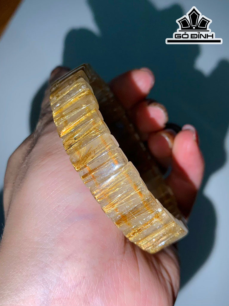 Vòng Tay Đá Thạch Anh Tóc Vàng Cao 12,2 Ngang 5,1 (mm)