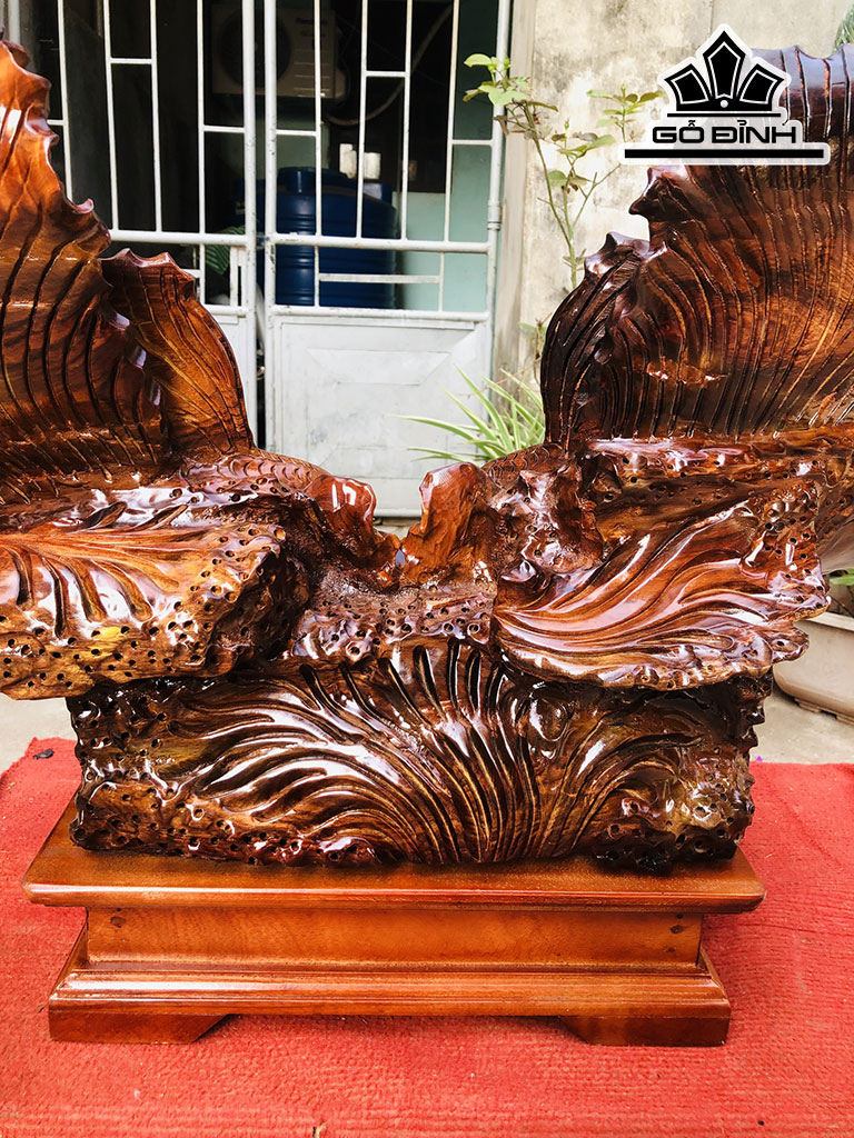 Tượng Cá Xiêm Gỗ Hương Cao 48 Ngang 64 Sâu 25 (cm)