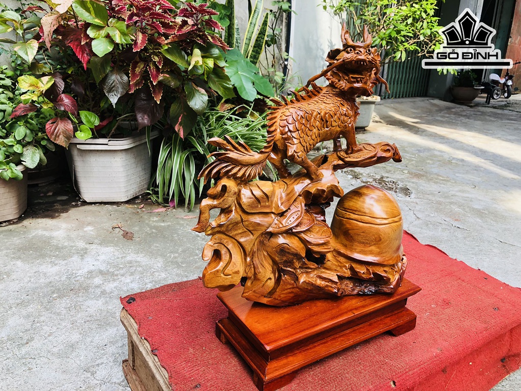 Tượng Long Mã Gỗ Hương Cao 46 Ngang 35 Sâu 15 (cm) - Copy