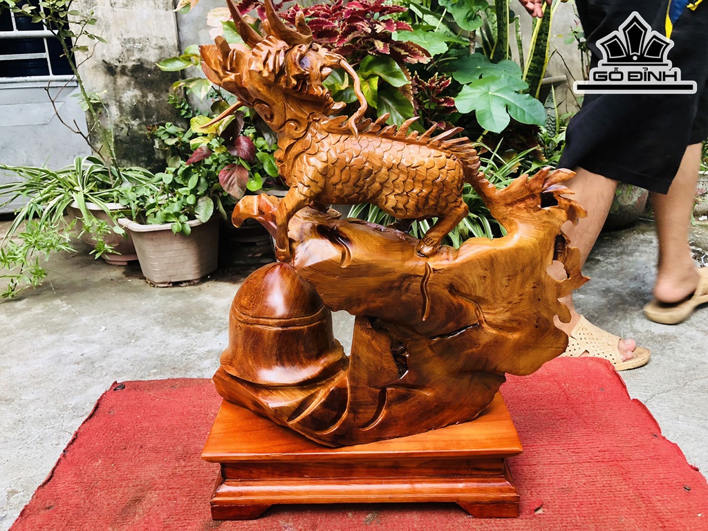Tượng Long Mã Gỗ Hương Cao 46 Ngang 35 Sâu 15 (cm) - Copy