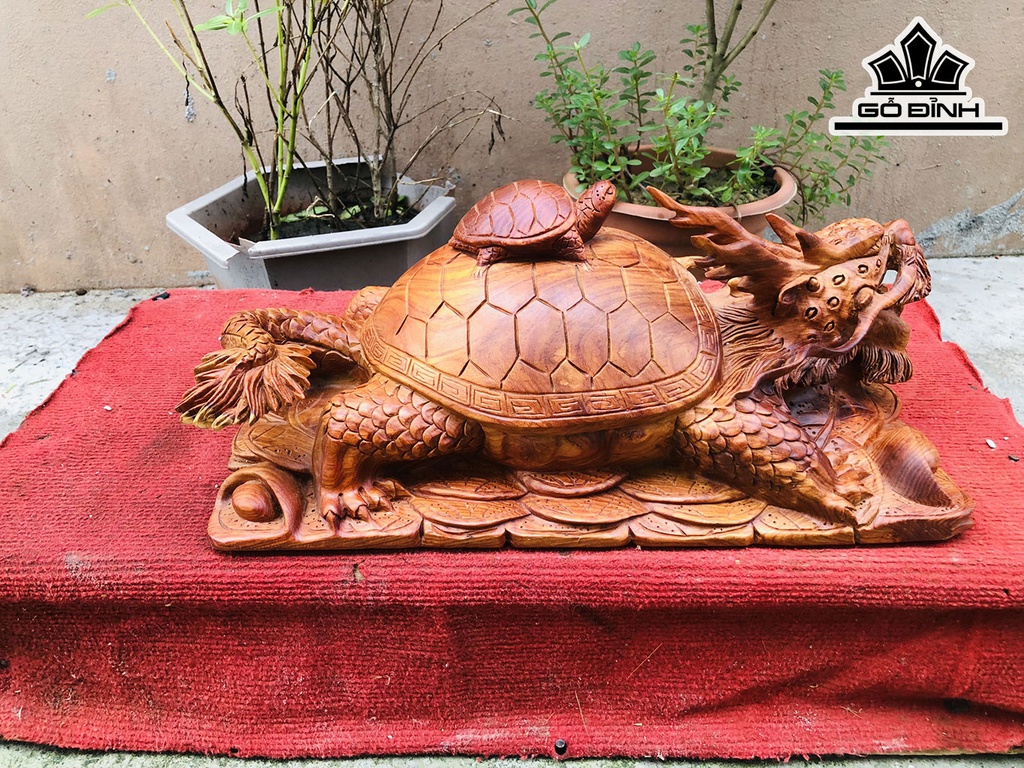 Tượng Long Quy Gỗ Hương Ngang 43 Cao 20 Sâu 23 (cm)