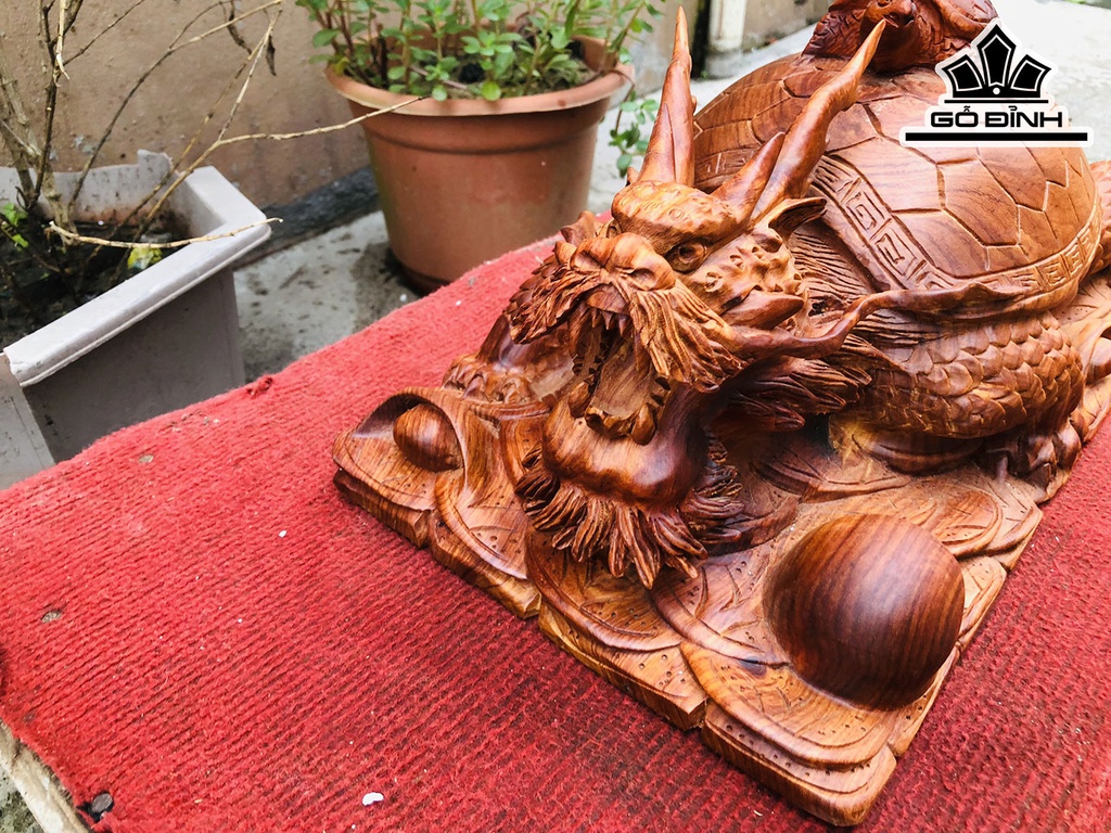 Tượng Long Quy Gỗ Hương Ngang 43 Cao 20 Sâu 23 (cm)