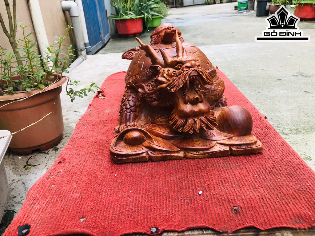 Tượng Long Quy Gỗ Hương Ngang 43 Cao 20 Sâu 23 (cm)