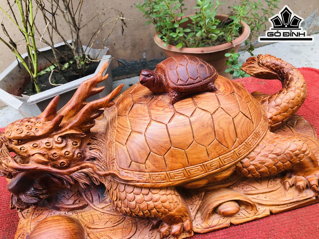 Tượng Long Quy Gỗ Hương Ngang 43 Cao 20 Sâu 23 (cm)