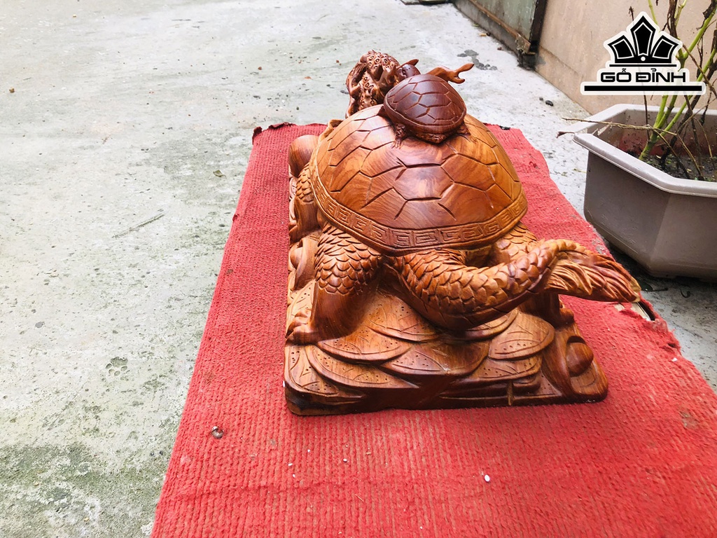 Tượng Long Quy Gỗ Hương Ngang 43 Cao 20 Sâu 23 (cm)
