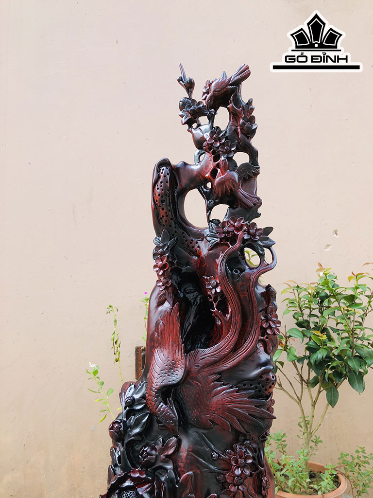 Tượng Mai Trĩ Gỗ Trắc Cao 96 Ngang 32 Sâu 25 (cm)
