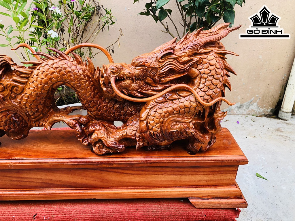 Tượng Nhất Long Gỗ Hương Cao 36 Ngang 75 Sâu 13 (cm)