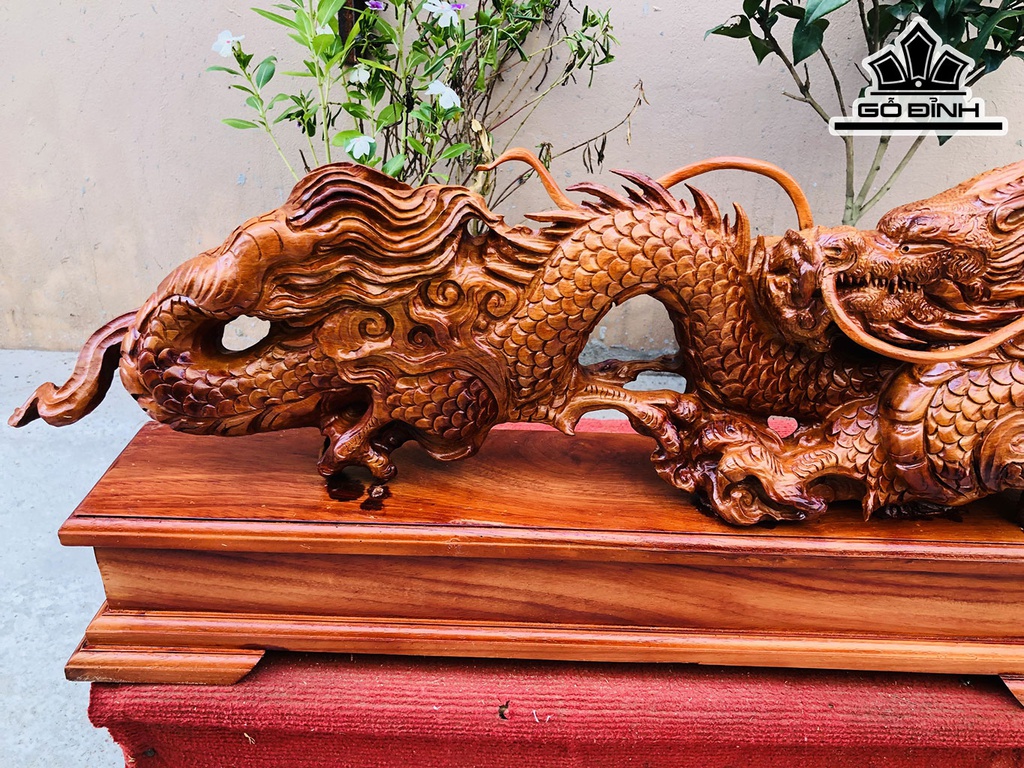 Tượng Nhất Long Gỗ Hương Cao 36 Ngang 75 Sâu 13 (cm)