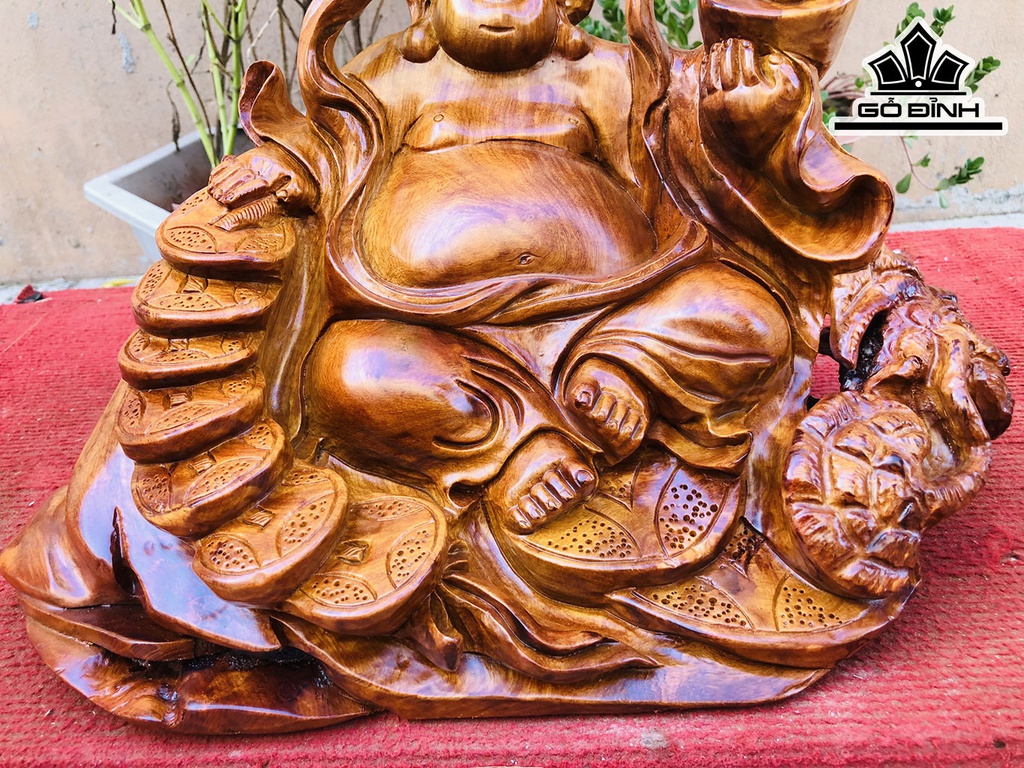 Tượng Phật Di Lặc Gỗ Hương Cao 22 Ngang 34 Sâu 20 (cm)