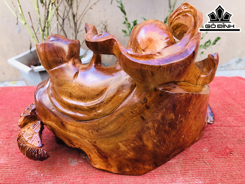 Tượng Phật Di Lặc Gỗ Hương Cao 22 Ngang 34 Sâu 20 (cm)