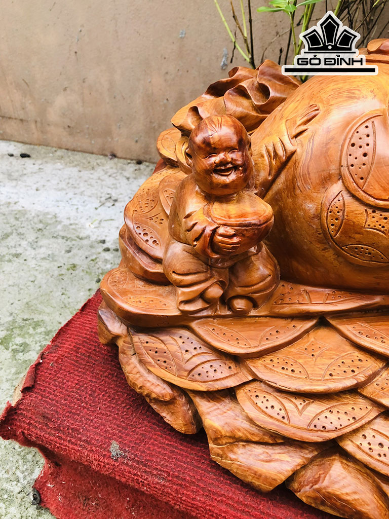 Tượng Phật Di Lặc Gỗ Hương Cao 50 Ngang 61 Sâu 25 (cm)