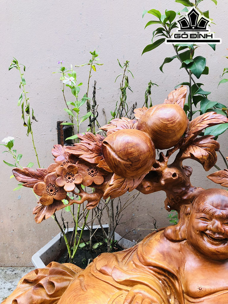 Tượng Phật Di Lặc Gỗ Hương Cao 50 Ngang 61 Sâu 25 (cm)