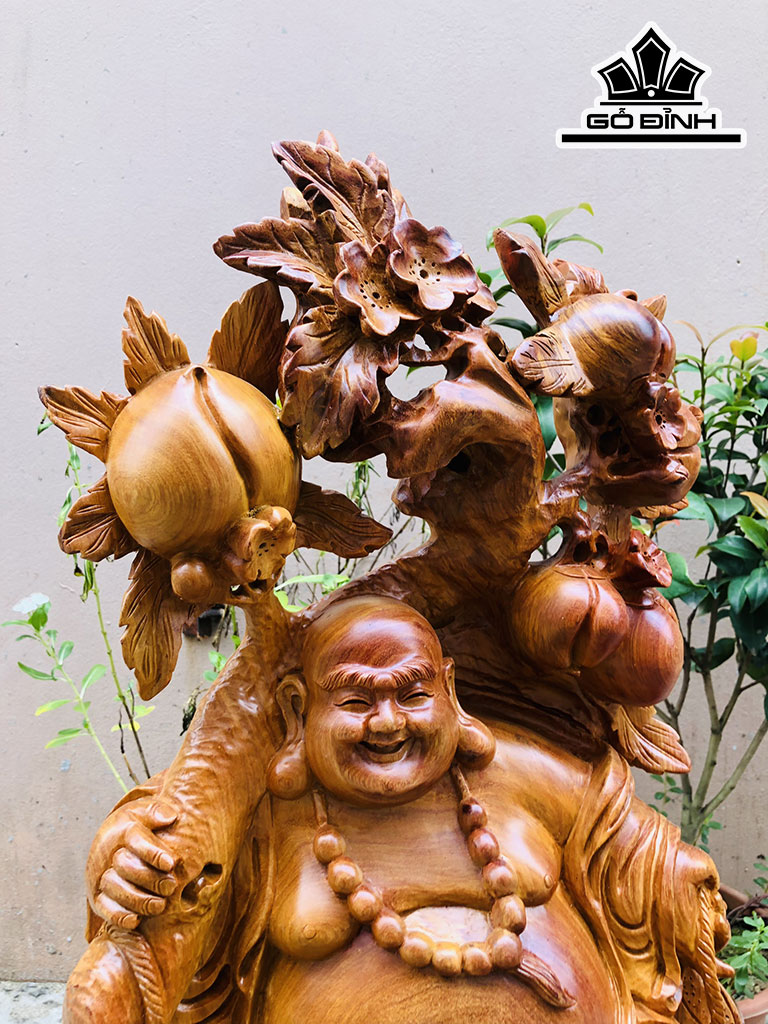 Tượng Phật Di Lặc Gỗ Hương Cao 69 Ngang 43 Sâu 20 (cm)