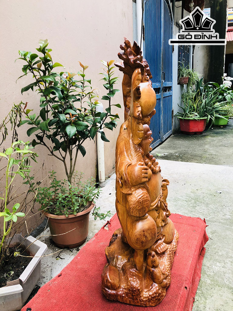 Tượng Phật Di Lặc Gỗ Hương Cao 69 Ngang 43 Sâu 20 (cm)