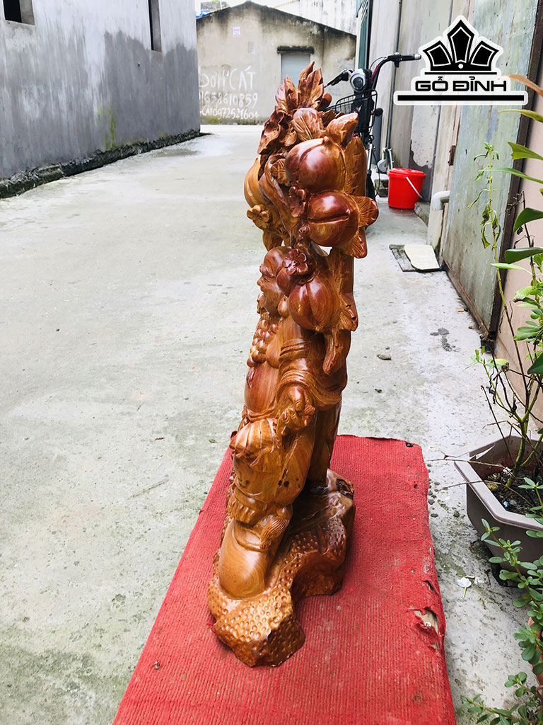 Tượng Phật Di Lặc Gỗ Hương Cao 69 Ngang 43 Sâu 20 (cm)