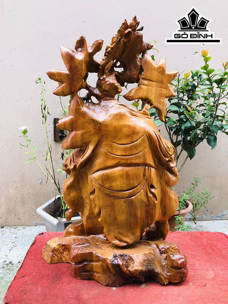 Tượng Phật Di Lặc Gỗ Hương Cao 69 Ngang 43 Sâu 20 (cm)