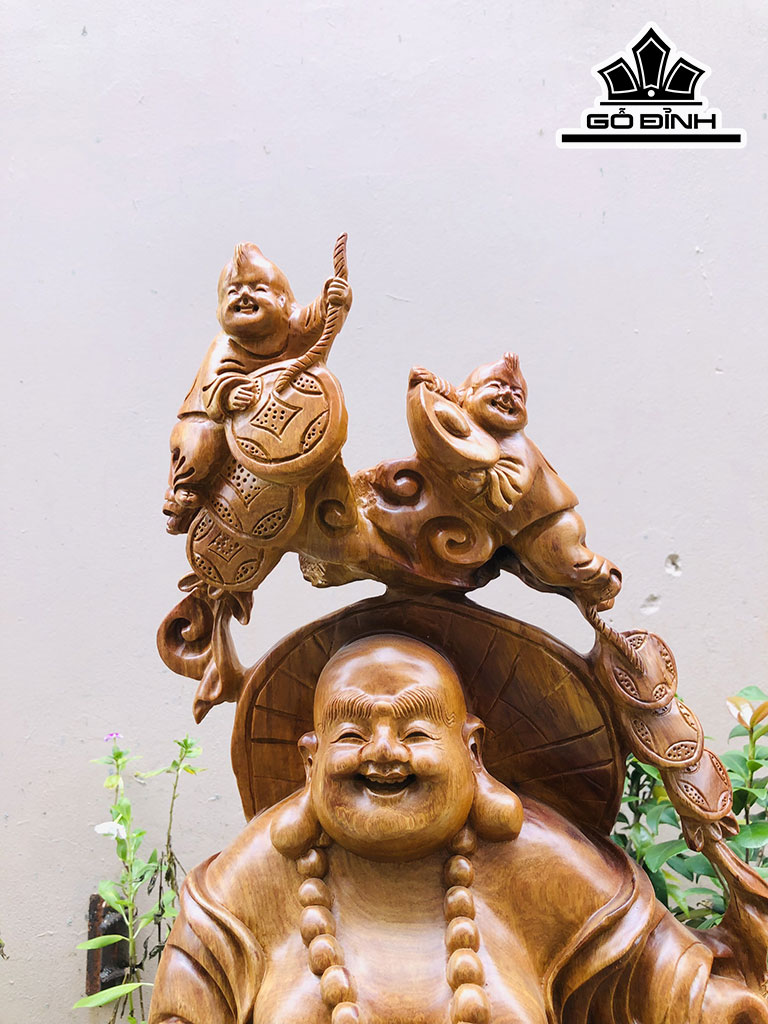 Tượng Phật Di Lặc Gỗ Hương Cao 89 Ngang 44 Sâu 20 (cm)