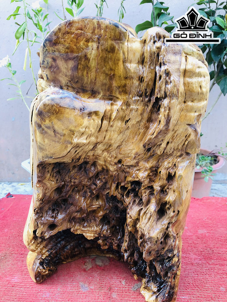 Tượng Phật Di Lặc Gỗ Nu Kháo Cao 36 Ngang 25 Sâu 18 (cm)