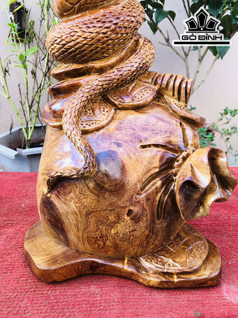 Tượng Rắn Phong Thủy Gỗ Hương Cao 46 Ngang 22 Sâu 20 (cm)