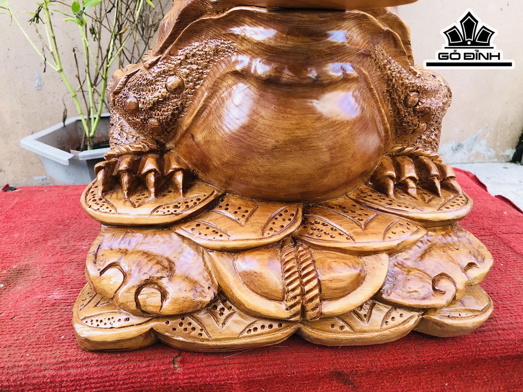 Tượng Thiềm Thừ Gỗ Ngọc Am Cao 33 Ngang 33 Sâu 39 (cm)