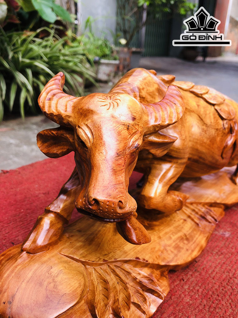 Tượng Trâu Gỗ Hương Cao 18 Ngang 39 Sâu 12 (cm)