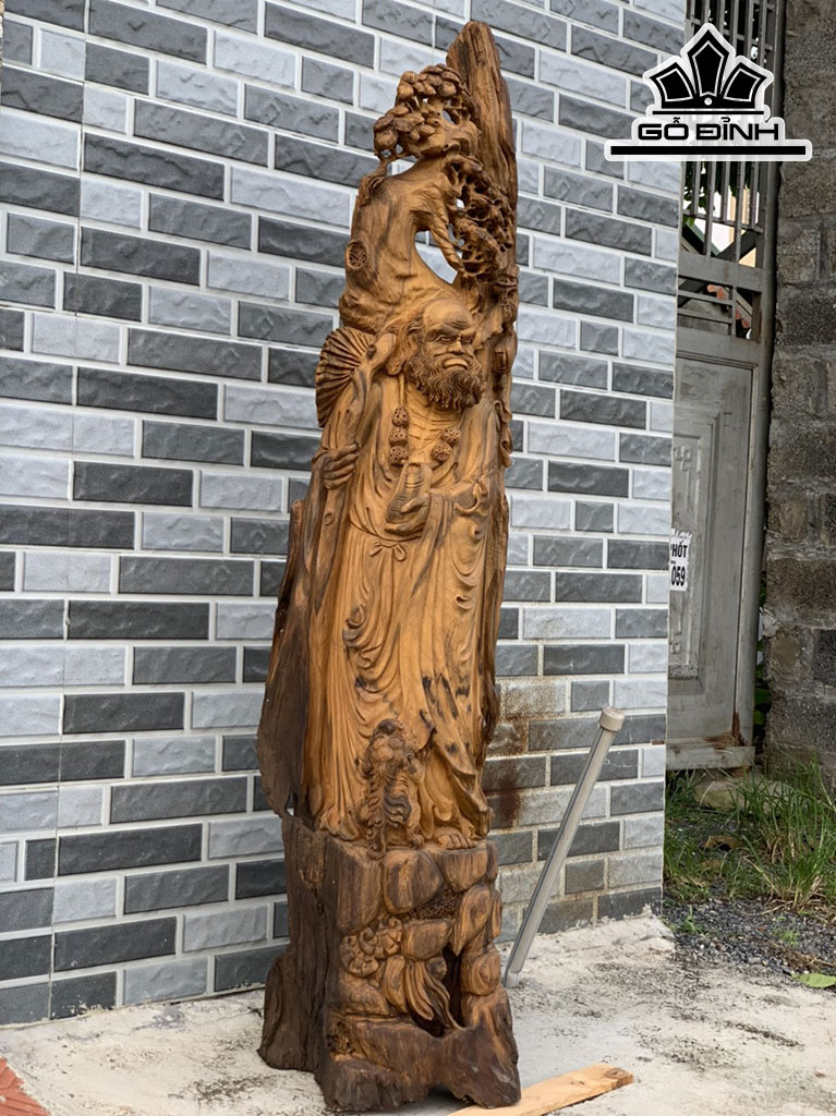 Tượng Đạt Ma Sư Tổ Gỗ Bách Xanh Cao 137 Ngang 37 Dài 42 (cm)