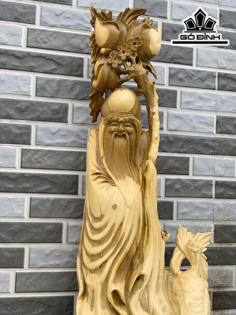 Tượng Ông Thọ Gỗ Nu Giáng Hương Cao 96 Ngang 64 Dài 26 (cm)
