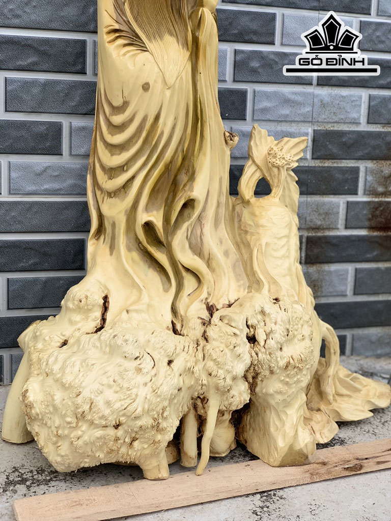 Tượng Ông Thọ Gỗ Nu Giáng Hương Cao 96 Ngang 64 Dài 26 (cm)