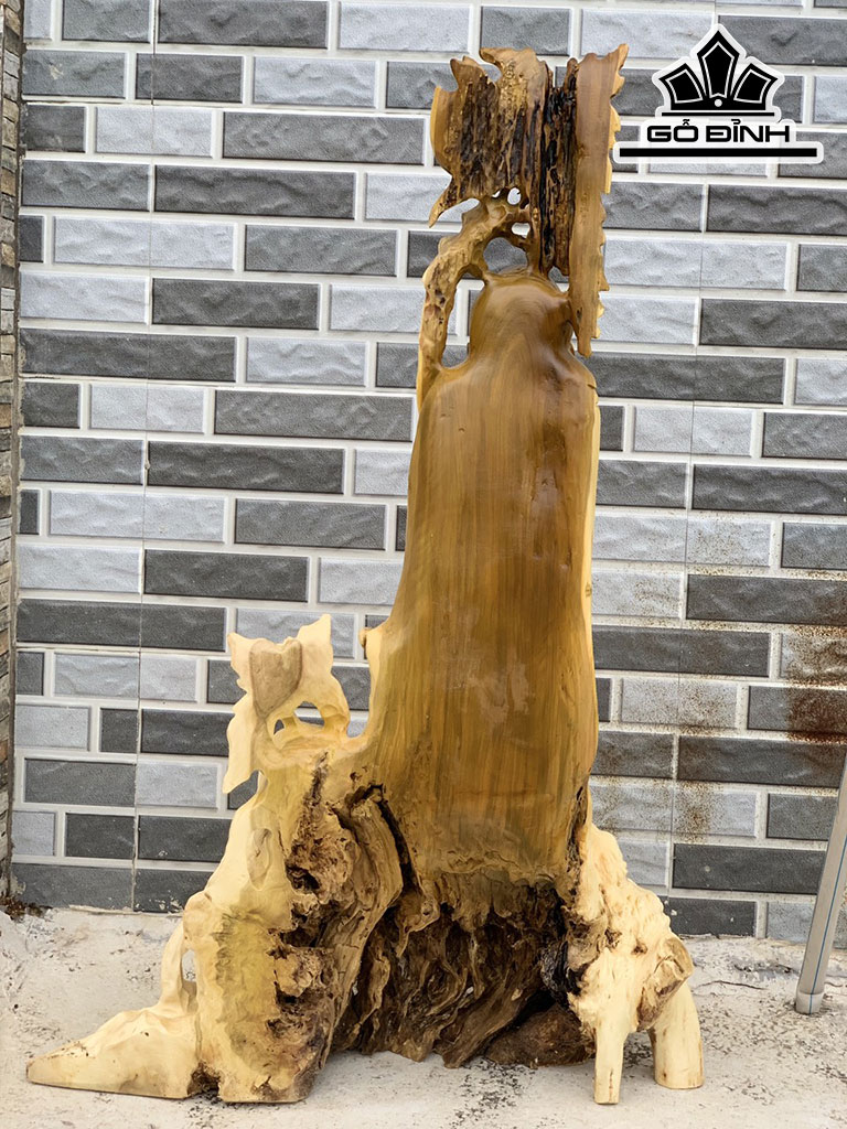 Tượng Ông Thọ Gỗ Nu Giáng Hương Cao 96 Ngang 64 Dài 26 (cm)
