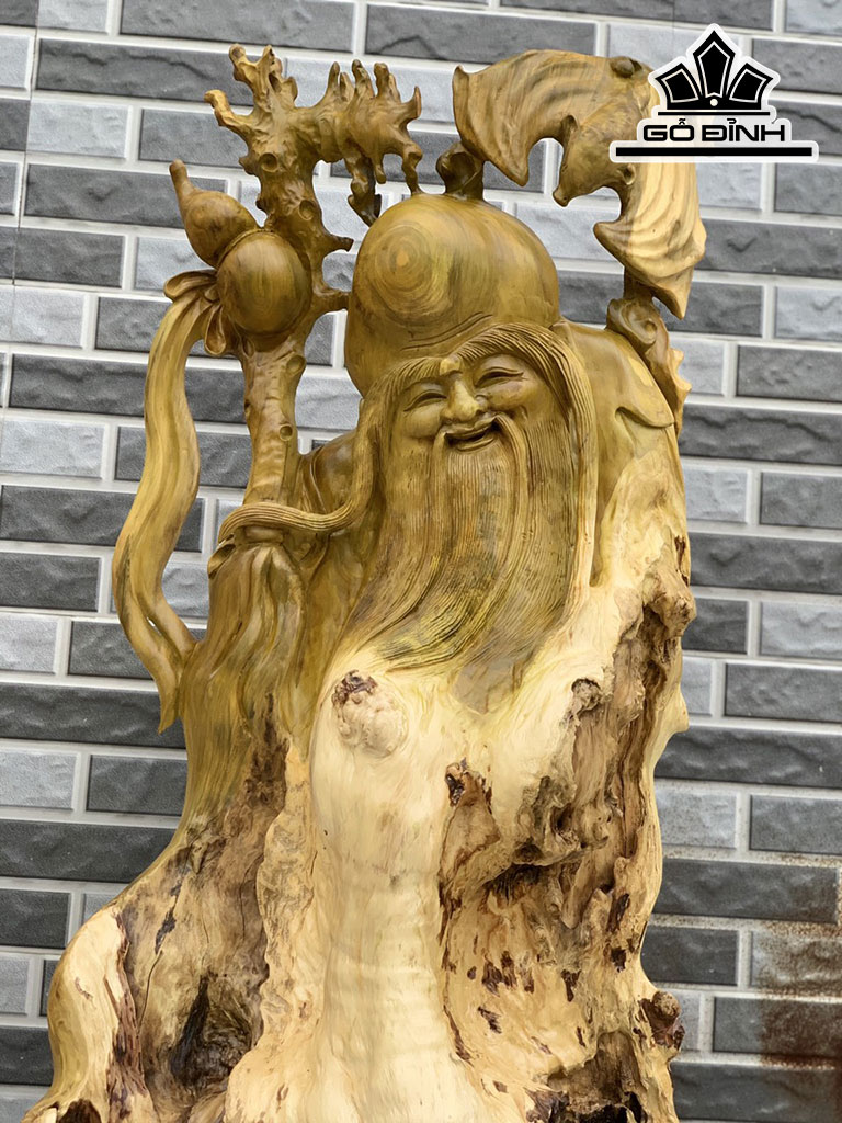 Tượng Ông Thọ Gỗ Nu Giáng Hương Cao 109 Ngang 64 Dài 28 (cm)