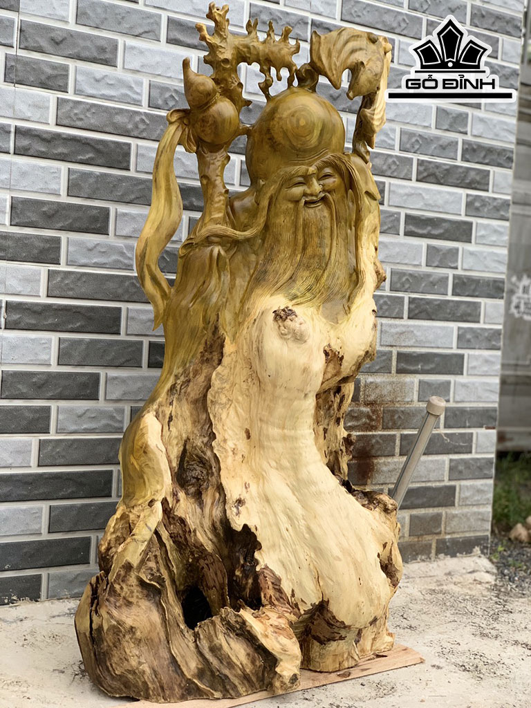 Tượng Ông Thọ Gỗ Nu Giáng Hương Cao 109 Ngang 64 Dài 28 (cm)