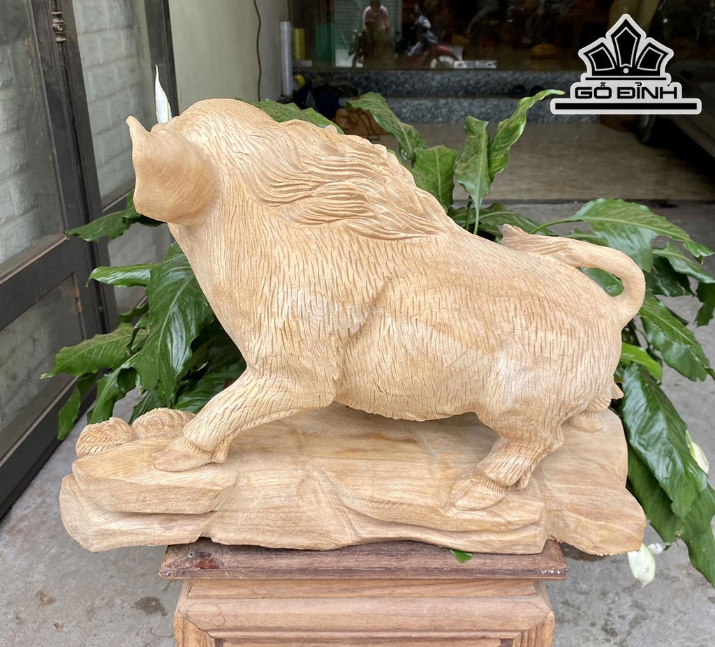 Tượng Heo Phong Thủy Gỗ Ngọc Am Cao 31 Ngang 46 Sâu 18 (cm)