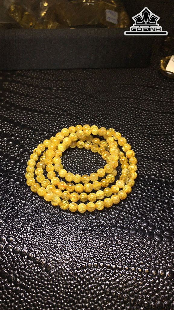 Chuỗi Đá Thạch Anh Tóc Vàng Đường Kính Hạt 5,1 (mm) 19gr