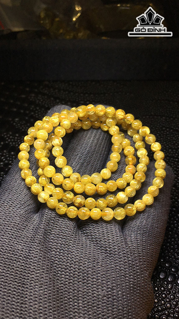 Chuỗi Đá Thạch Anh Tóc Vàng Đường Kính Hạt 5,1 (mm) 19gr