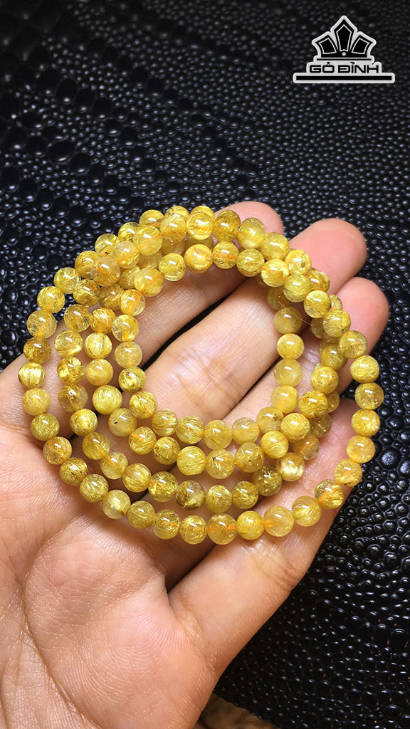 Chuỗi Đá Thạch Anh Tóc Vàng Đường Kính Hạt 5,1 (mm) 19gr