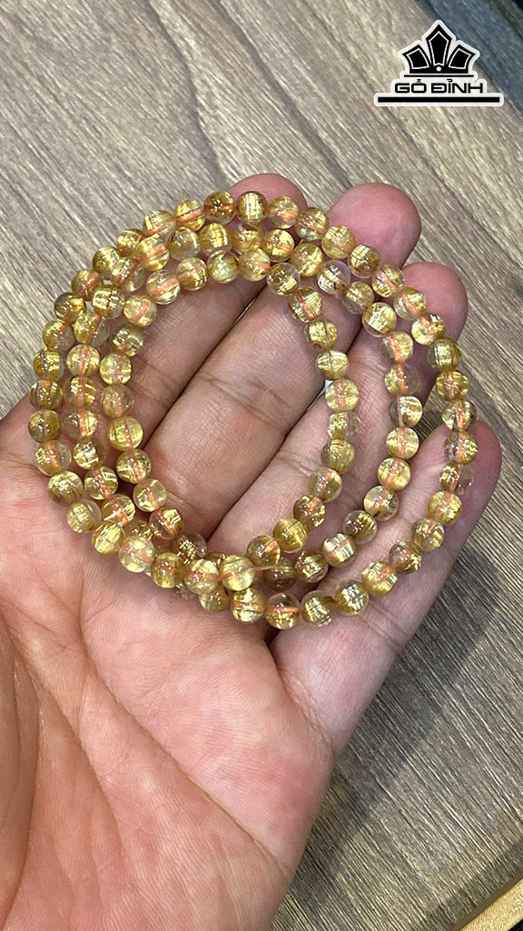 Chuỗi Đá Thạch Anh Tóc Vàng Đường Kính Hạt 5,7 (mm) 25gr